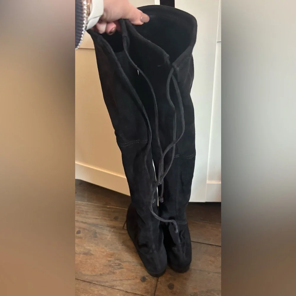 Stuart Weitzman Lowland Suede Black Over-the-Knee Women's Boots Size 7.5